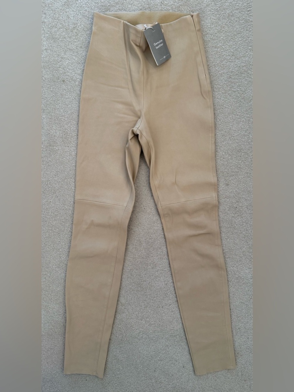 H&M Genuine Leather Leggings Beige Stretch Skinny Pants Size 2 4 6 NWT - Picture 3 of 7